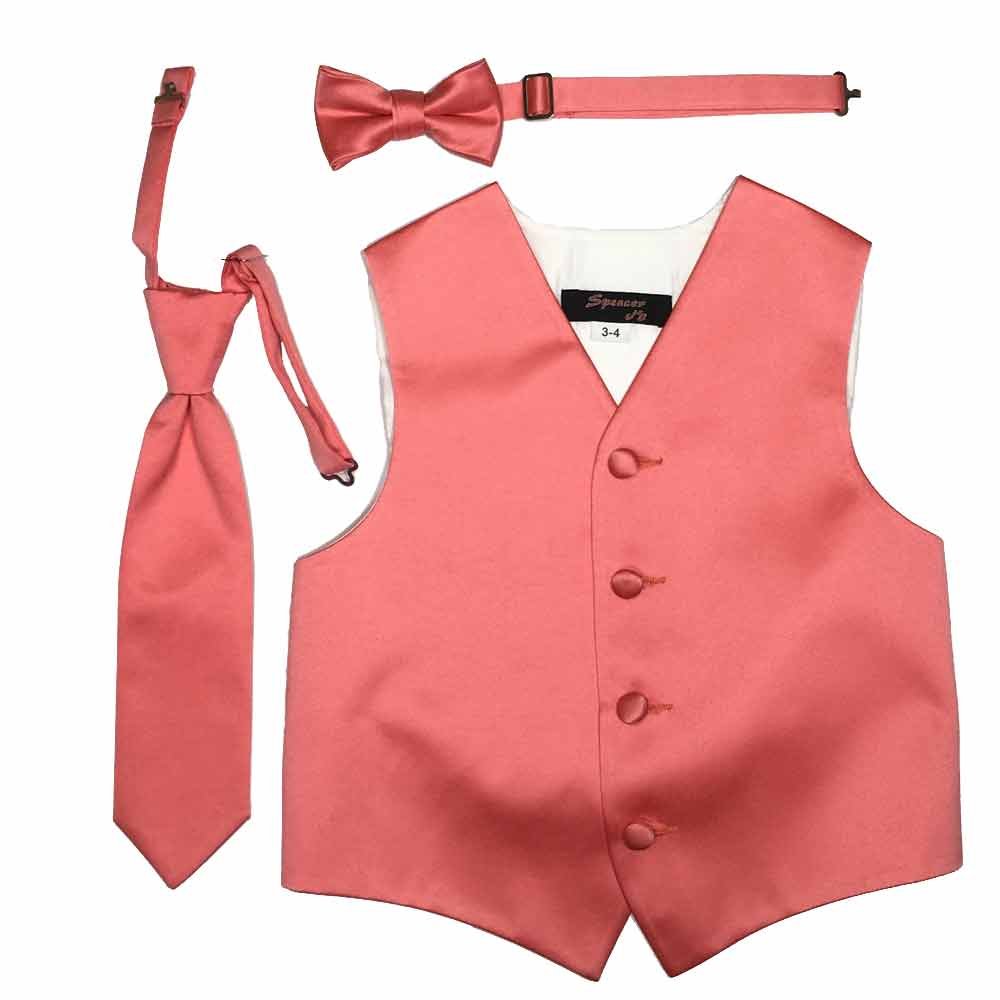 Spencer J's Boys Formal Suit Tuxedo Vest Tie and Bowtie Set Variety of Colors