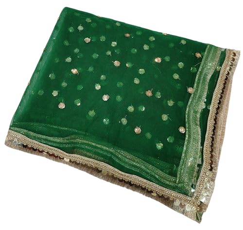 Image of Navti Creations Women's Lightweight Net Dupatta With Sequence Embroidery & Kiran Border (Length 2.25m)