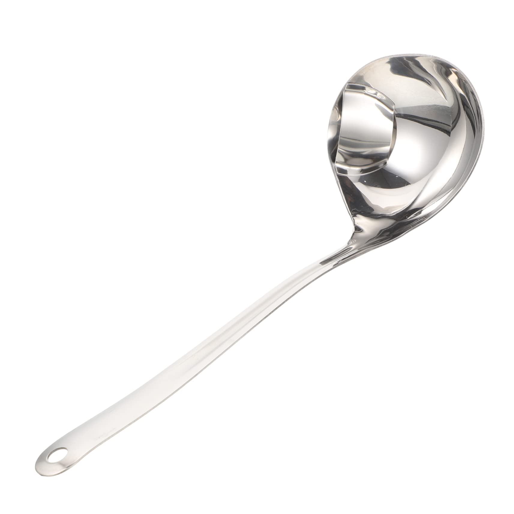 STOBAZA Stainless Steel Soup Ladle with Grease Separator Oil Filter Scoop for Soup Rice and Salads Ergonomic Non Slip Handle Kitchen Accessory for Home and Restaurant