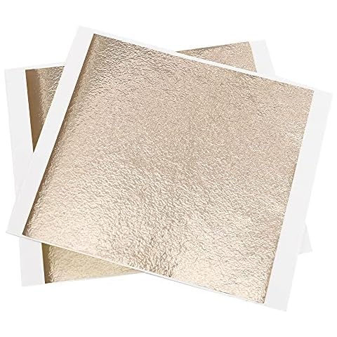 Imitation Gold Foil Sheets - KINNO Antique Gold Leaf Paper for Arts Decoration, Gilding, Nails, Handcrafts, Picture Frames, Sculpture, Furniture, and Wall, Paintings, 100 Sheets 5.1 by 5.3 Inches Cover