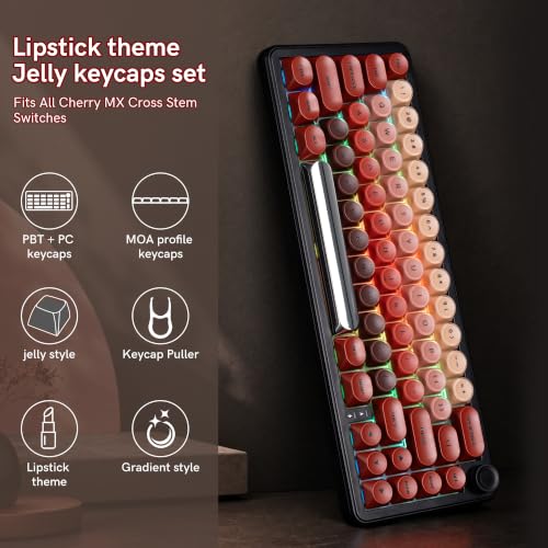Image of dagaladoo Red Lipstick Keyboard keycaps, PBT keycaps Jelly | Dye Sublimation,128-keys Custom keycaps for 60% 65% 75% 100% MX switch Mechanical Keyboard