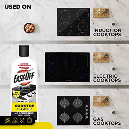 Easy-Off Heavy Duty Cooktop Cleaner, Removes Burnt On Food In Seconds, Non-Scratch, No Scrubbing Tools Needed, 16 Oz, 3 Count #TOP5