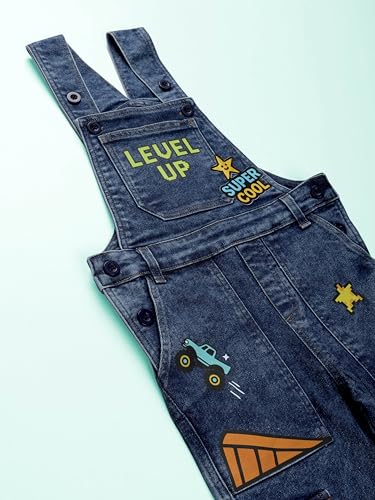 Image of KiddoPanti Unisex Denim Dungaree Pant With Cargo Pockets