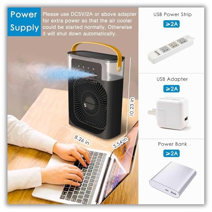 Image of Mini Personal Air Cooler Fan| Portable Air Conditioner Fan| Mini Evaporative Cooler with Assorted Color| Lightweight Easy for Travel and Daily Use (Pack of 1)