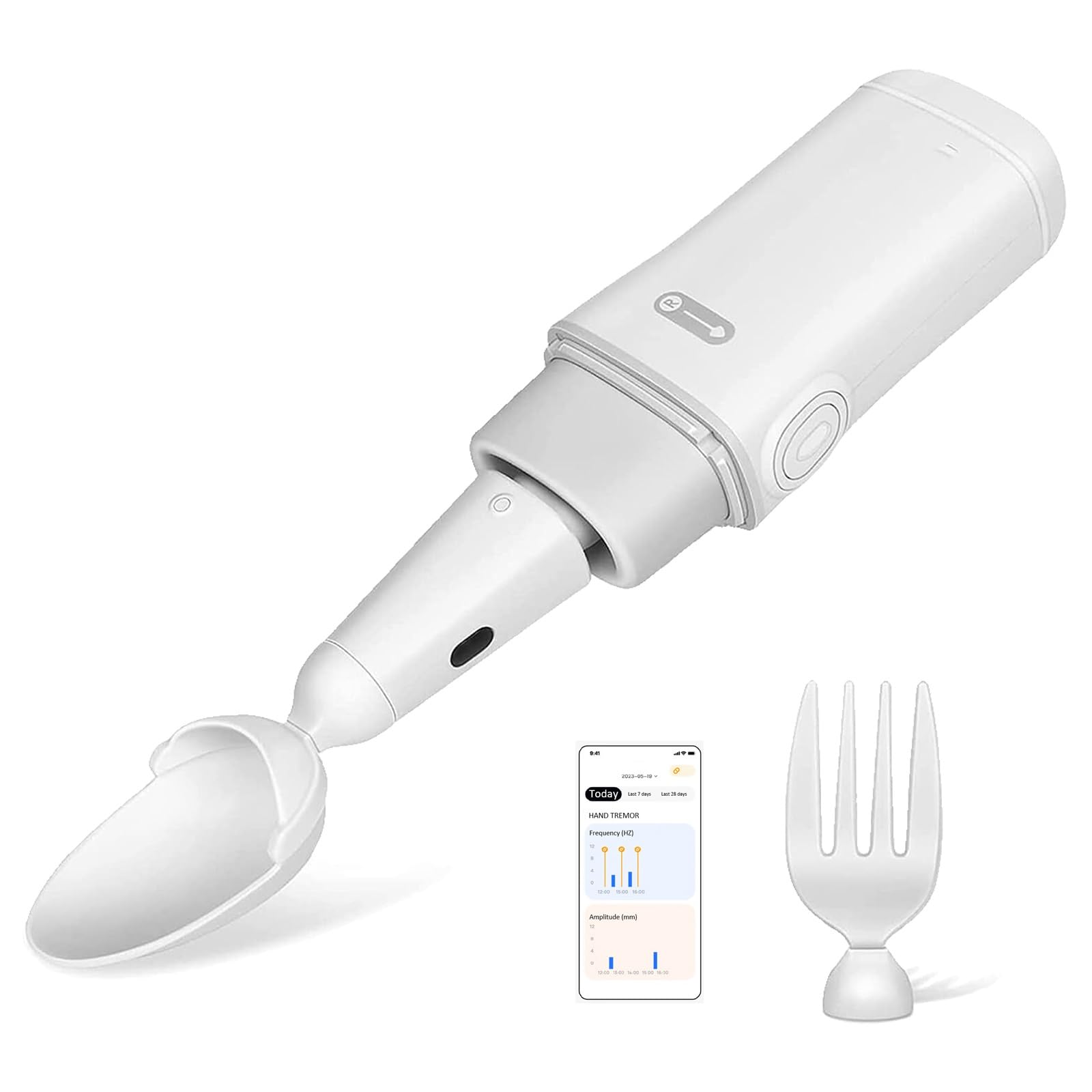 Cuchara antivibración, Ayuda Inteligente para Comer antivibración con cordón, monitoreo de Datos de la aplicación, Ayuda para Comer antivibración para discapacitados, Cuchara adaptativa