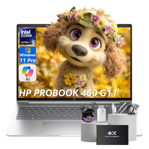 Image of HP ProBook 460 G11 Business Laptop, Intel Core Ultra 5 125U (Beats i7-1355U), 16" FHD Display, 32GB DDR5 RAM, 1TB SSD, Win 11 Pro, Al Copilot, Wi-Fi 6E, BT, RJ-45, Wolf Security, G255 Pro Kit