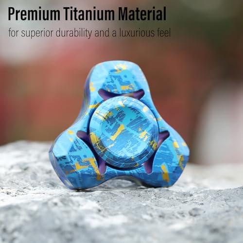 Image of FREELOVE Premium Metal Fidget Spinner for Adults, Stainless Steel Heavy Silent Spinner with Precision Bearing, Small Office Desk Toy & EDC for Stress Relief Focus ADHD, Titanium Alloy Blue Space