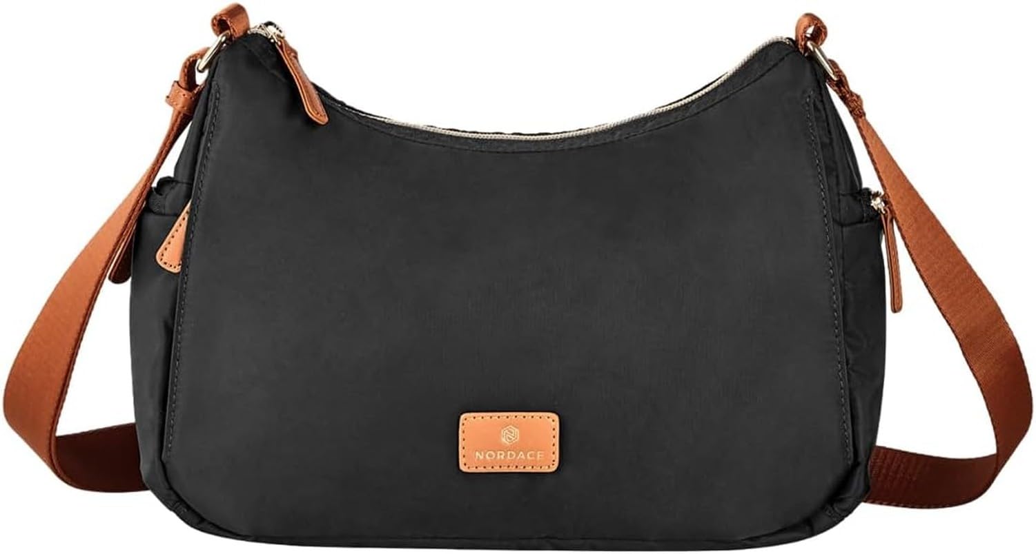 AIEIJJH Large Capacity Siena Hobo Crossbody Bag Travel Shoulder Tote, Black-brown