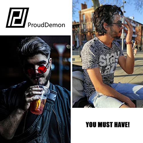 PROUDDEMON Retro Gothic Steampunk Sunglasses for Women Men Round Lens Metal Frame2