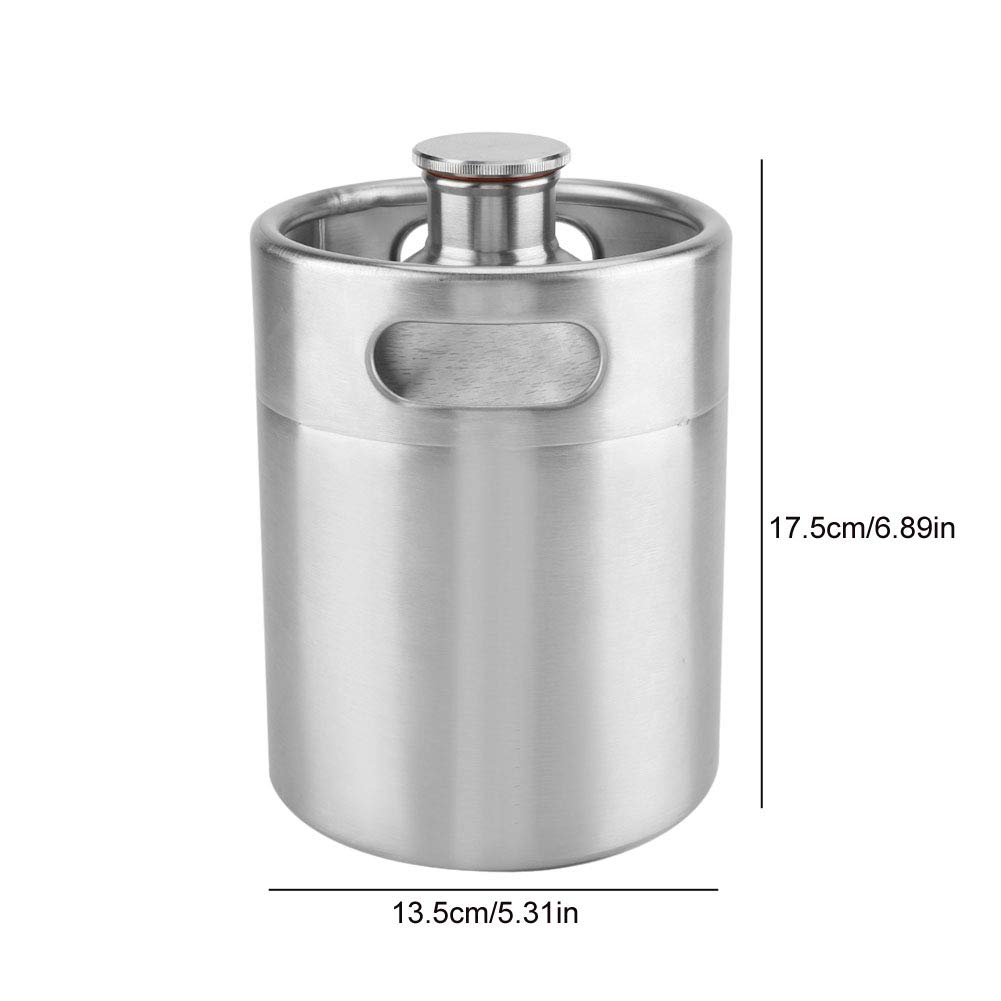 Beer Barrel Keg Growler Mini Wine Keg Acciaio inossidabile con coperchio a spirale Forniture alberghiere per la casa per birra Soda Coffee Whisky(2L)