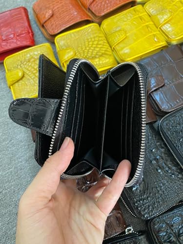 Genuine Alligator Wallet Credit Card Holder skin Alligator Wallet Leather women's alligator mini walllets leather for womens (Black)3
