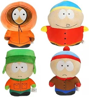 4PCS South North Park Plush Toys, 8inch Cute Fluffy Stuffed Plush Doll, Soft Stan Kyle Kenny Cartman Cartoon Game-Doll Gift for Boys and Girl Fans