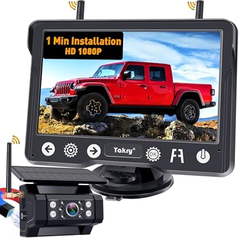 Wireless Backup Camera Magnetic for Truck: 1 Minute Easy Install HD 1080P Rear View Camera Solar - Portable Rechargeable 5 Inch Monitor System for Car Truck SUV RV Trailer Camper Y02 Cover
