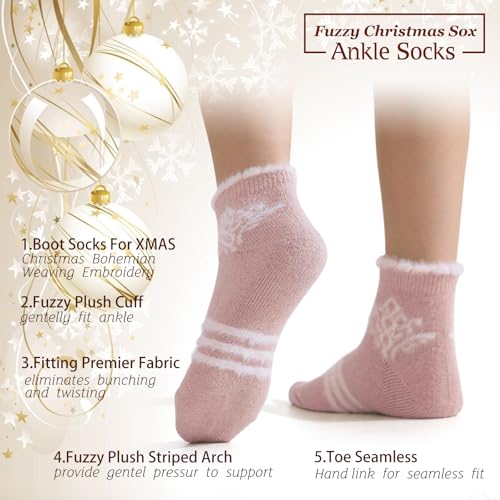 Image of Fszsaa Merino Wool Low Ankle Socks For Women - Knit Warm Fuzzy Casual Home Socks For Winter