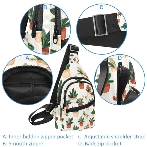 Mochila cruzada con plantas riñonera ajustable ajustable unisex multicolor 2