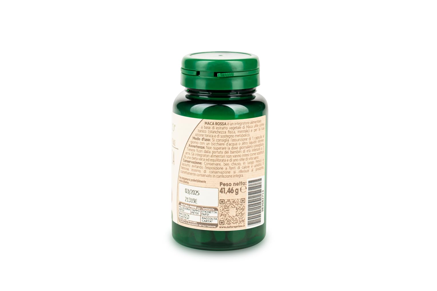 Natura Prime - Maca Rossa - Radice Energizzante, Migliora L'Equilibrio Ormonale Per Uomo E Donna - 60 Capsule - Vegano, Senza Glutine E Senza Lattosio