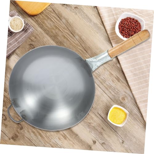 Wok de Hierro Grueso con Mango de Madera 12 Pulgadas Antiadherente miniatura 3