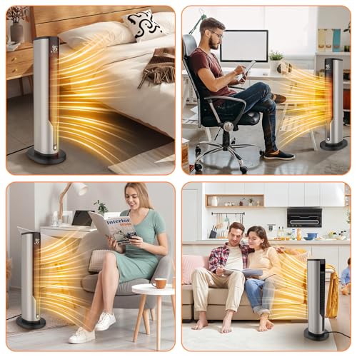 Calefactor Baño,Calefactor Bajo Consumo 2000W,Calentador Cerámico Silencioso de 60cm,Protección Contra Sobrecalentamiento y Vuelco,Oscilación de 70°,3 Modos,Temporizador de 12 h - imagen 3