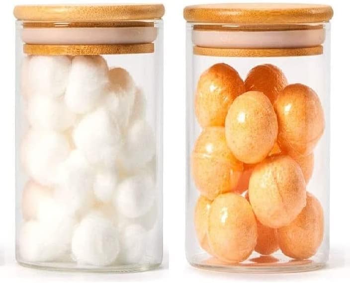TADRUP 270ML Kitchen Storage Glass Jars with Wooden Lids - Borosilicate Glass Food Storage Containers Air Tight glass jar for Tea, Coffee, Spice, Candy (270ml Round Glass jar - Pack of 2) (B0DCGJPBDL) Amazon Price History, Amazon Price Tracker