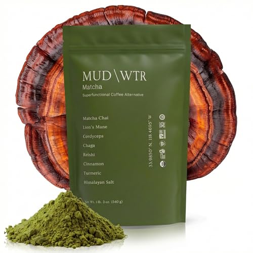 Image of MUDWTR Mushroom Matcha Powder | 3,000mg of Adaptogenic Mushrooms | Japanese Matcha Powder Blend | USDA Organic | Energy, Focus & Immunity Support | Lion's Mane, Chaga, Reishi, Cordyceps | 90 Servings