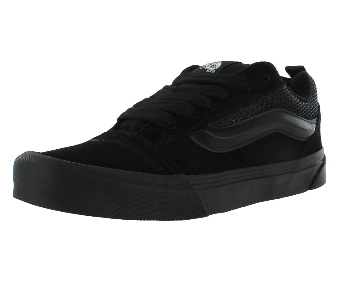 Vans Men Knu Skool Skate Shoe - Suede Low Sneaker - Lace up Closure Style - Black Monochrome