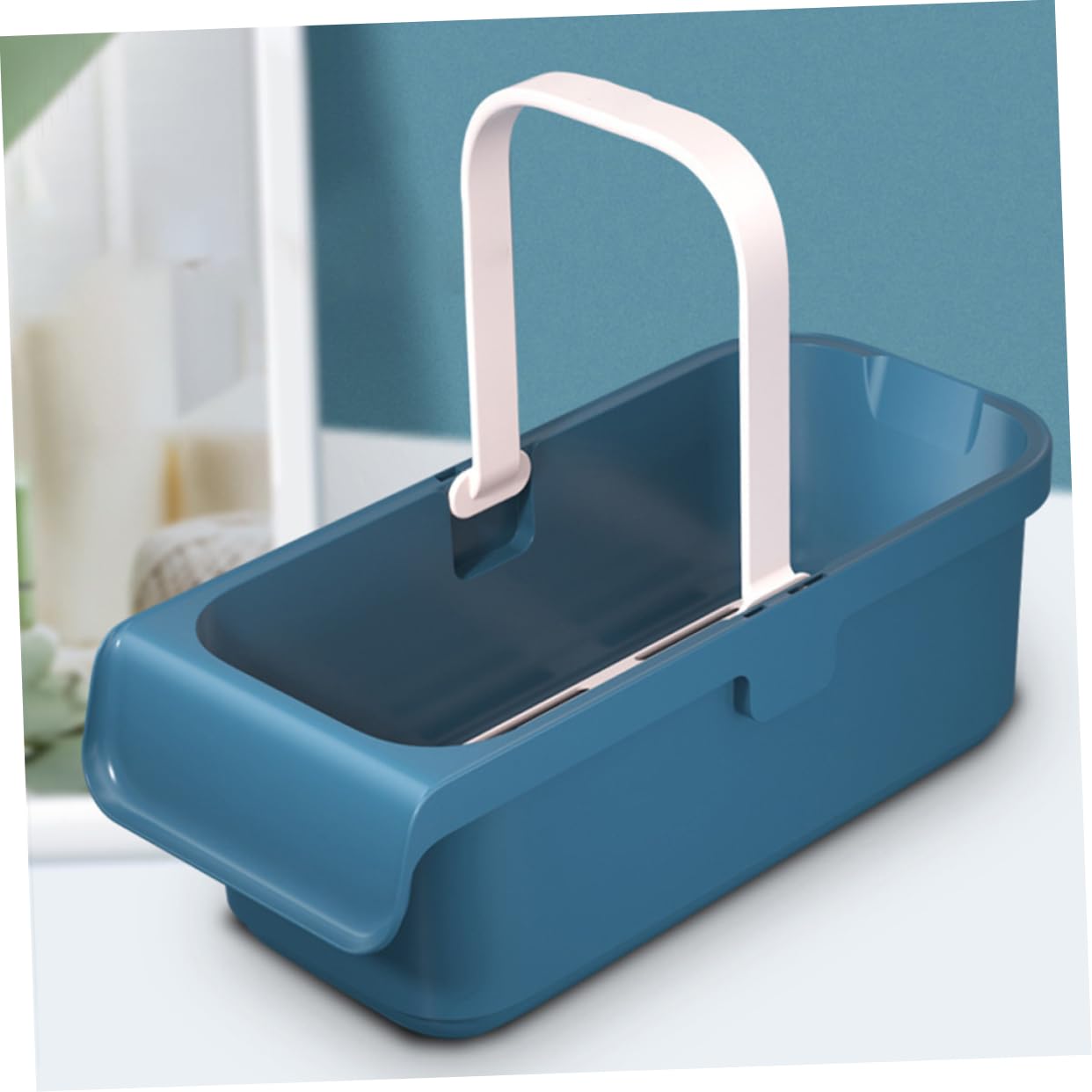 Didiseaon Cubo de Limpieza Rectangular de Plástico Azul, Portátil Gran Capacidad para Fregona Plana, Adecuado para Varios Tipos de Suelo en Casa