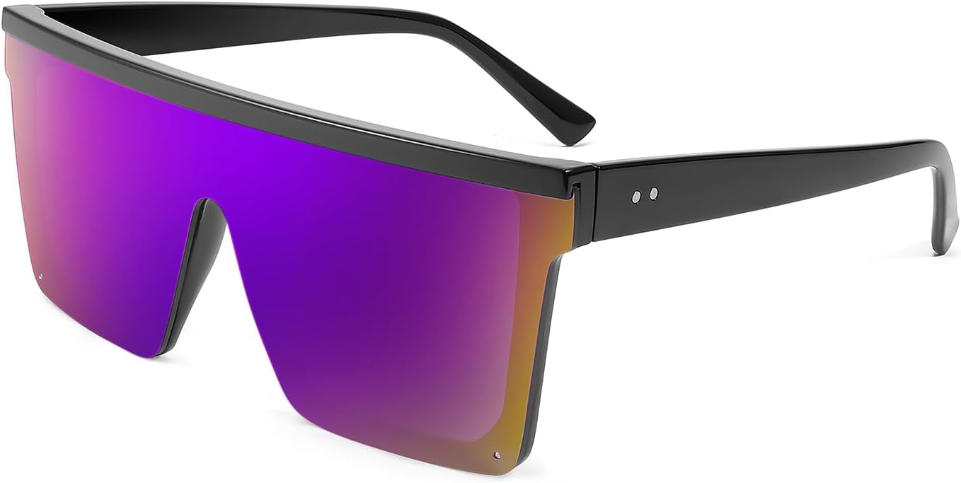 FEISEDY Oversized Sunglasses Mens Womens Flat Top Square Trendy Visor Shades UV400 B2470