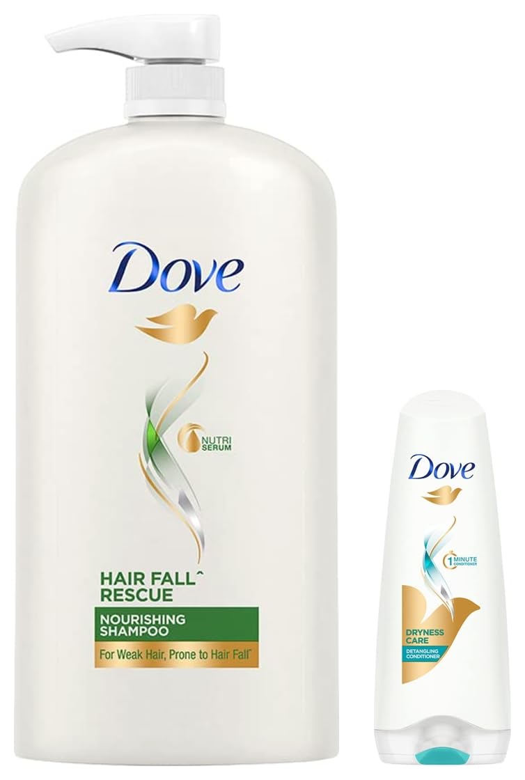 Dove Hair Fall Rescue Shampoo, 1L & Dove Dryness Care Conditioner, 180ml-image-42
