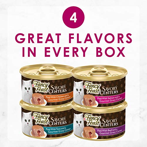 Purina Fancy Feast Pate Wet Cat Food Variety Pack, Savory Centers Pate With a Gravy Center - (2 Packs of 12) 3 oz. Pull… - Image 4