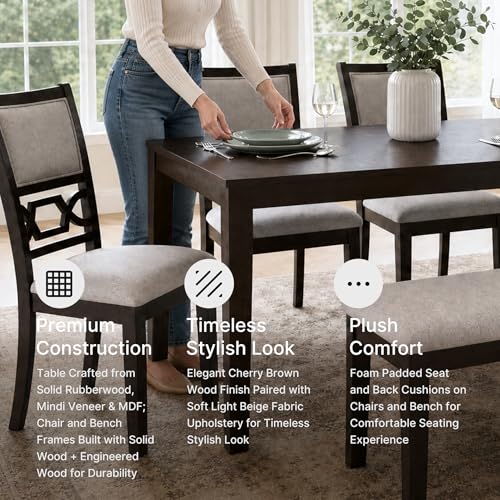 Signature Design by Ashley Langwest 6-Piece Dining Table Set with Bench - image 6