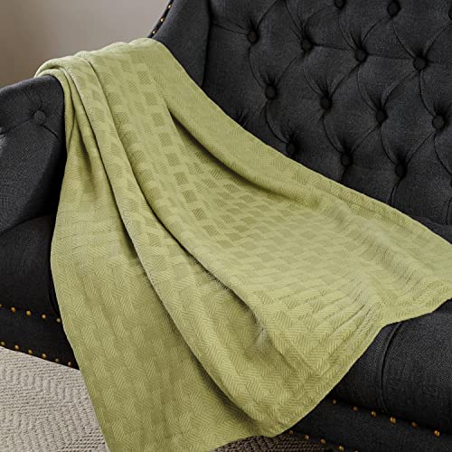 Superior 100% Cotton All-Season Blanket, Basket Weave Design, Soft, Comfy Cover For Bed, Bedding, Bedroom, Couch Throw, Lounging, Modern Boho Medium Weighted Blankets, Full/Queen, Sage #TOP25