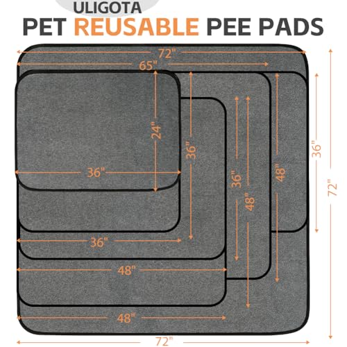 Image of Washable Pee Pads for Dogs, Extra Large Reusable Dog Pee Pad, Waterproof Pet Mat, Dog Playpen Mats for Puppy Training Whelping Playpen Pads, Grey, 36x36 inch