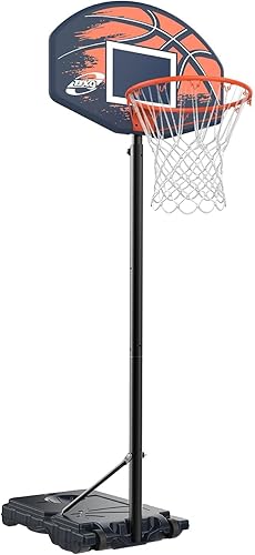 Aro de baloncesto para niños, aro de baloncesto ajustable de 2.9 a 6.9 pies, para exteriores, tablero trasero de 28 pulgadas, soporte de baloncesto