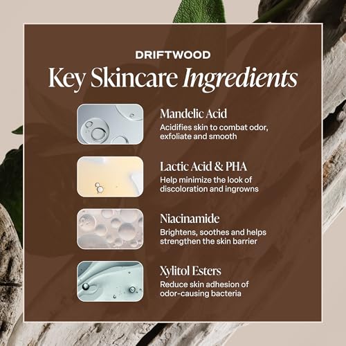 Image of Saltair Serum Deodorant 2 Pack - 5% AHA - Aluminum-Free Odor Control for Women & Men - Mandelic Acid Deodorant with Lactic Acid - Driftwood Scent - 2x 1.7oz Travel Roll On