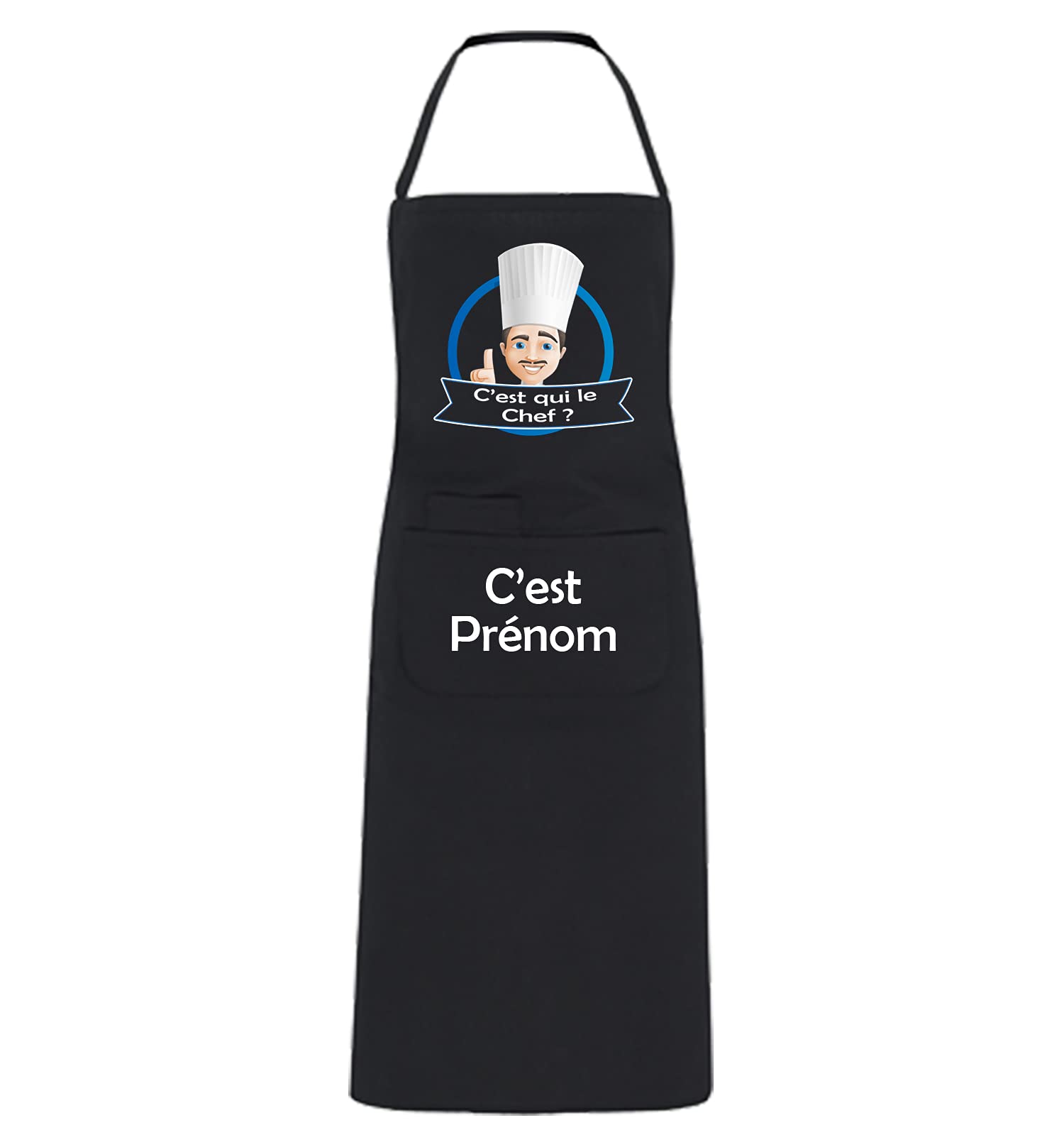 Tablier de Cuisine PERSONNALISABLE - C'est qui le Chef ? Logo homme