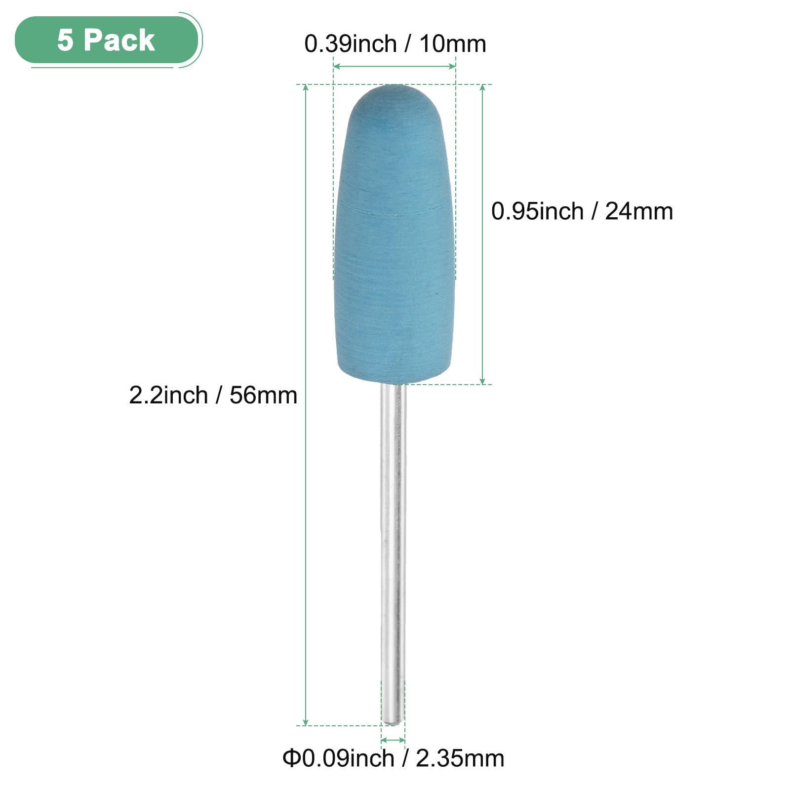 M METERXITY 5 Pcs Ruota Per Lucidatura A Punta In Silicone, 0.39 Pollici (10mm) Diametro Kit Di Levigatura Per Gioielli/Ossa/Intagli Di Giada, Utensile Rotante 2000 Grana [Blu]