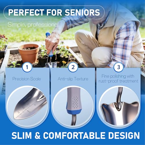 8 PCS Gardening Tools Set with Ergonomic Handles, Heavy Duty Garden Tool Kit with Storage Bag, Rust-Resistant Gardening Supplies for Women and Men, for Digging, Planting, Weeding and Pruning - Image 4