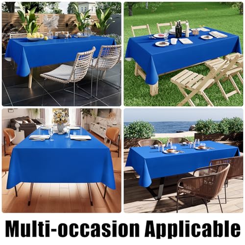 Image of Smiry Rectangle Table Cloth 60x102 Inch, Waterproof Wipeable Vinyl Tablecloths Protector, Oil Spill Proof Plastic Table Cover for Dining, Picnic, Camping, Outdoor, Blue