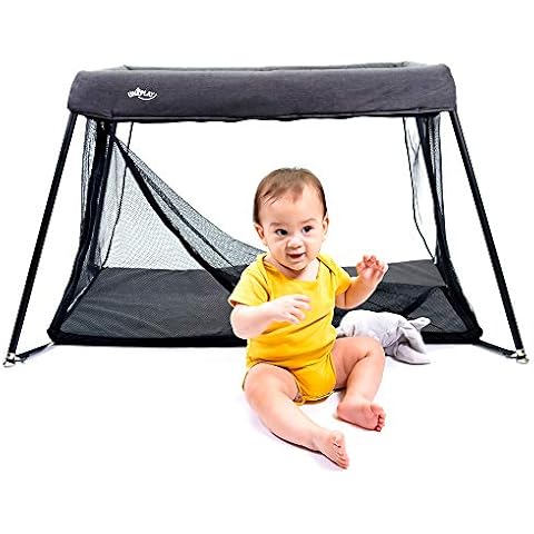 UNiPLAY Baby Foldable Travel Crib, Portable Toddler Playpen with Carry Case and Side Zipper Design for Easy Access Cover