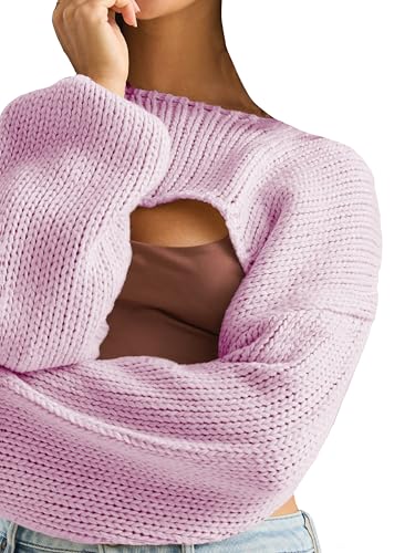 Image of Womens Bolero Crochet Crop Shrug Shoulder Knit Cropped Sweater | Y2K Crochet Crop Top, Half Sweater, Cozy Chest Over the Shoulder Top Cardigan, Cut Off Super Crop, Ballet Lace Sweater