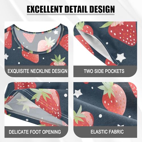 ALAZA Strawberries Stars Pajama Set Short Sleeve Sleepwear Soft Lounge Nightwear4