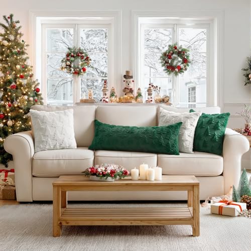 Image of MIULEE Christmas Throw Pillow Cover Dark Green 14x36 Lumbar Body