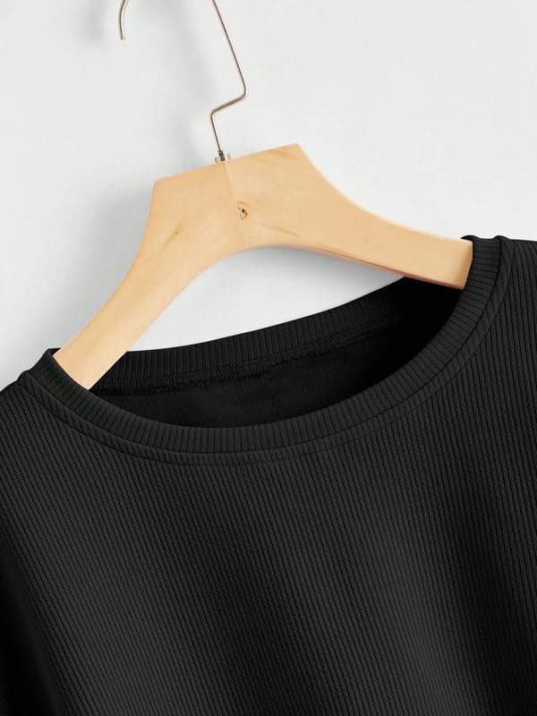 Image of DTR FASHION Women's Cotton Blend Solid Lining Solid Crop T-Shirt | Western T-Shirt for Women