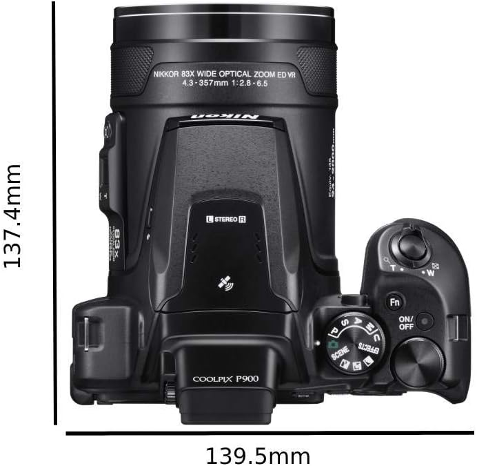 Nikon Coolpix P900 Fotocamera Digitale Bridge, 16 Megapixel, Zoom 83X, VR, LCD 3, Full HD, Wi-Fi, GPS, GLONASS, QZSS, Colore Nero Nikon Coolpix P900 Fotocamera Digitale Bridge, 16 Megapixel, Zoom 83X, VR, LCD 3, Full HD, Wi-Fi, GPS, GLONASS, QZSS, Colore Nero