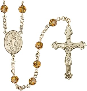 Bonyak Jewelry 14k Gold 6mm Austrian Crystal Saint Anthony of Egypt Rosary - November Yellow, Metal, No Gemstone