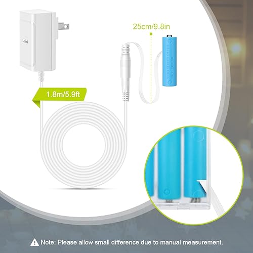 Miniatura 3 de Lenink Adaptador de fuente de alimentación de CA para 3 pilas AA, adaptador de repuesto de batería AA para luz LED, decoraciones (blanco)