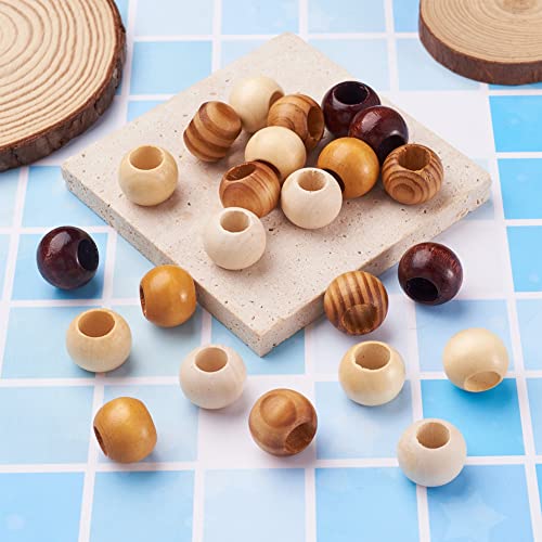 Craftdady 100Pcs Wooden Beads Rondelle Round 19mm 5 Colour Dreadlock Hair Braid Beads Large Hole European Spacer for Macramé Craft Jewellery Making Hole: 9mm - Image 4