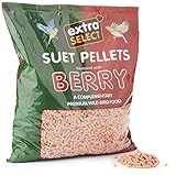 Extra Select Berry High Energy Suet Pellets Wild Bird Food - Protein, Fat Rich Year-Round Feeding - 3 Kg Refill
