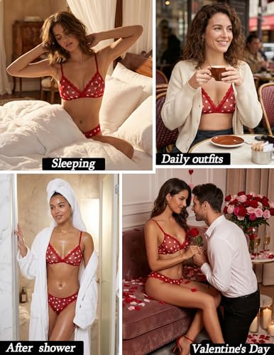 Image of Avidlove Wireless Lace Lingerie Set Floral Print Bra and Panty Sets 2 Piece