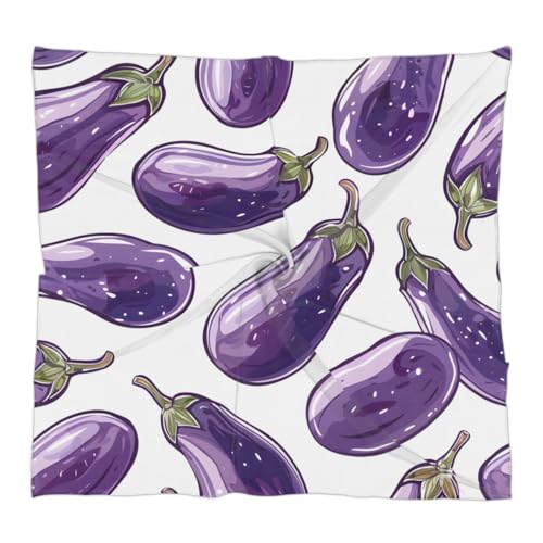 Eggplants Purple Silk Feeling Scarf Head Scarf for Women 23.6 x 23.6 Inch Neckerchief Lightweight Square Scarves Bandana Hair Wrap for Sleeping